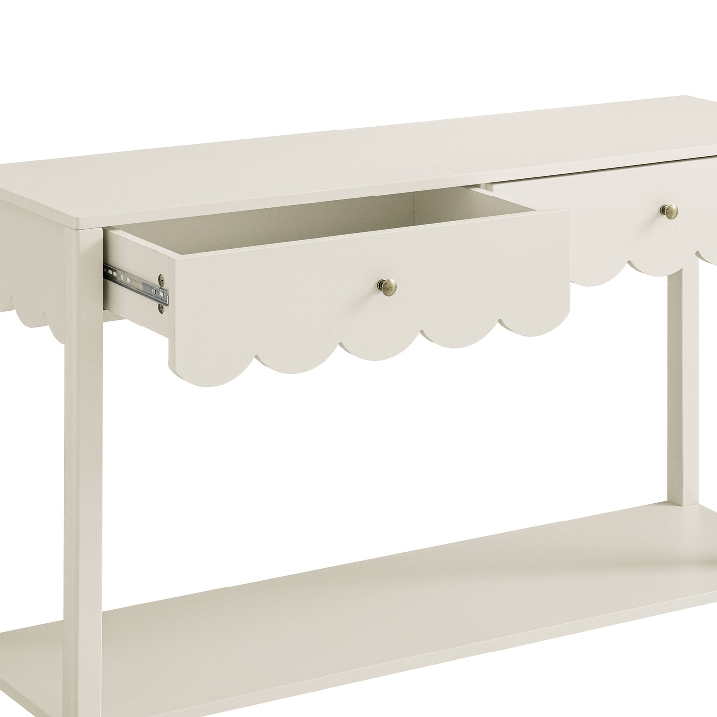 Console Henley à bords festonnés, sable clair