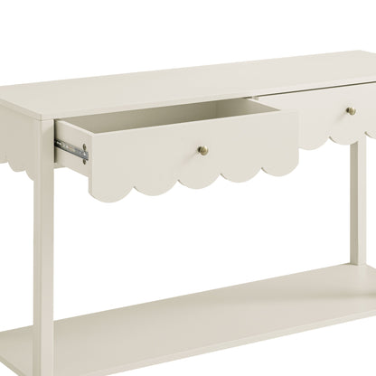 Console Henley à bords festonnés, sable clair