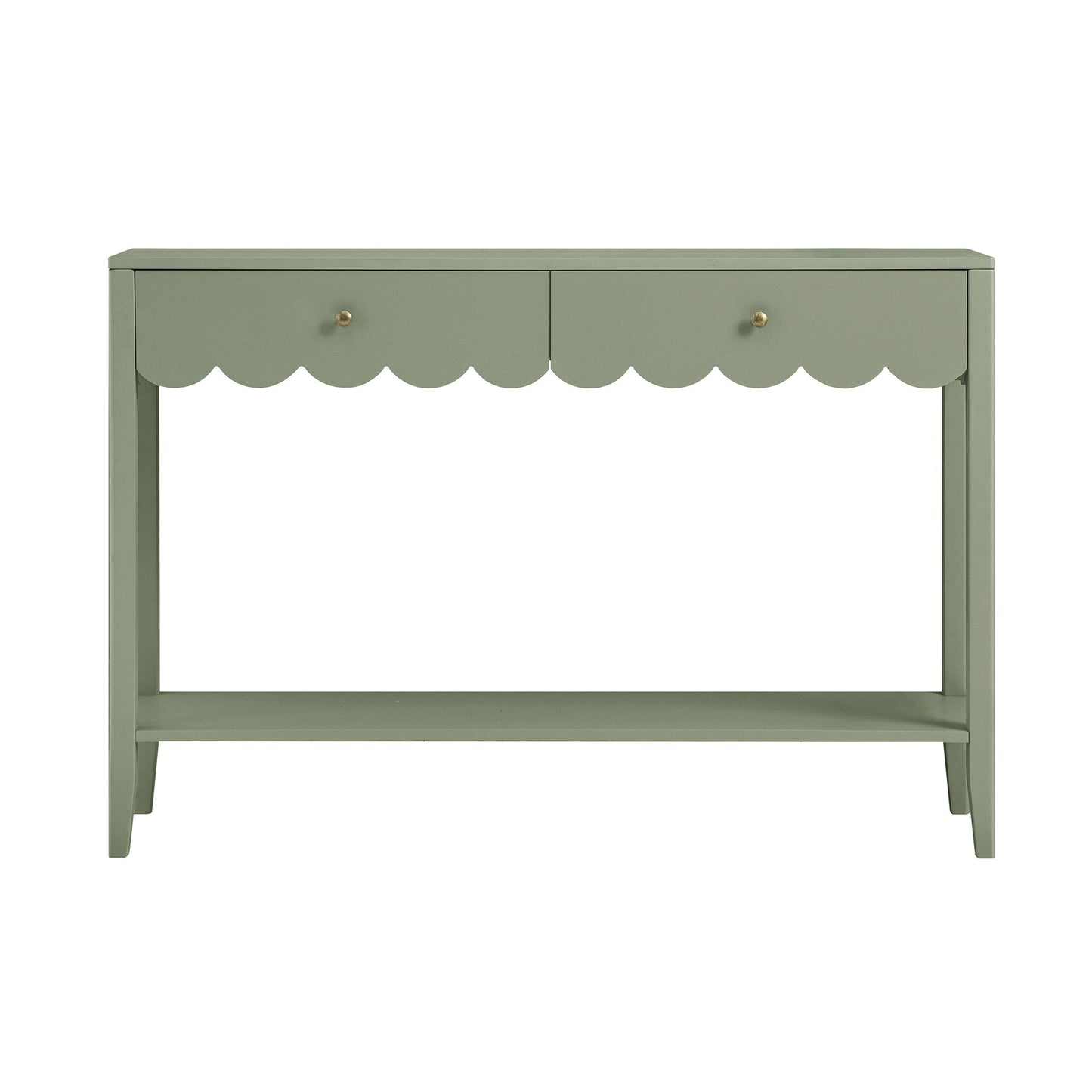 Console Henley à bords festonnés, vert sauge
