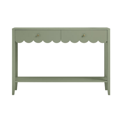 Console Henley à bords festonnés, vert sauge