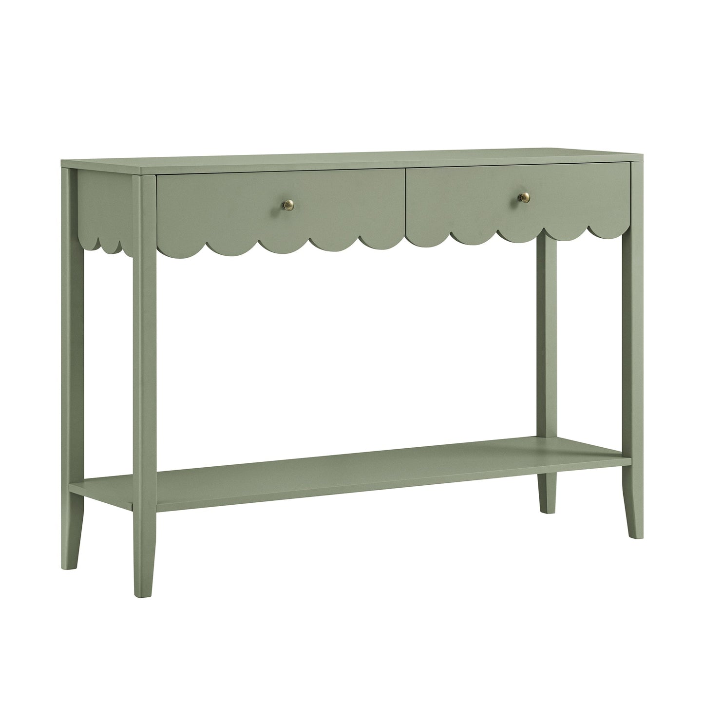 Console Henley à bords festonnés, vert sauge