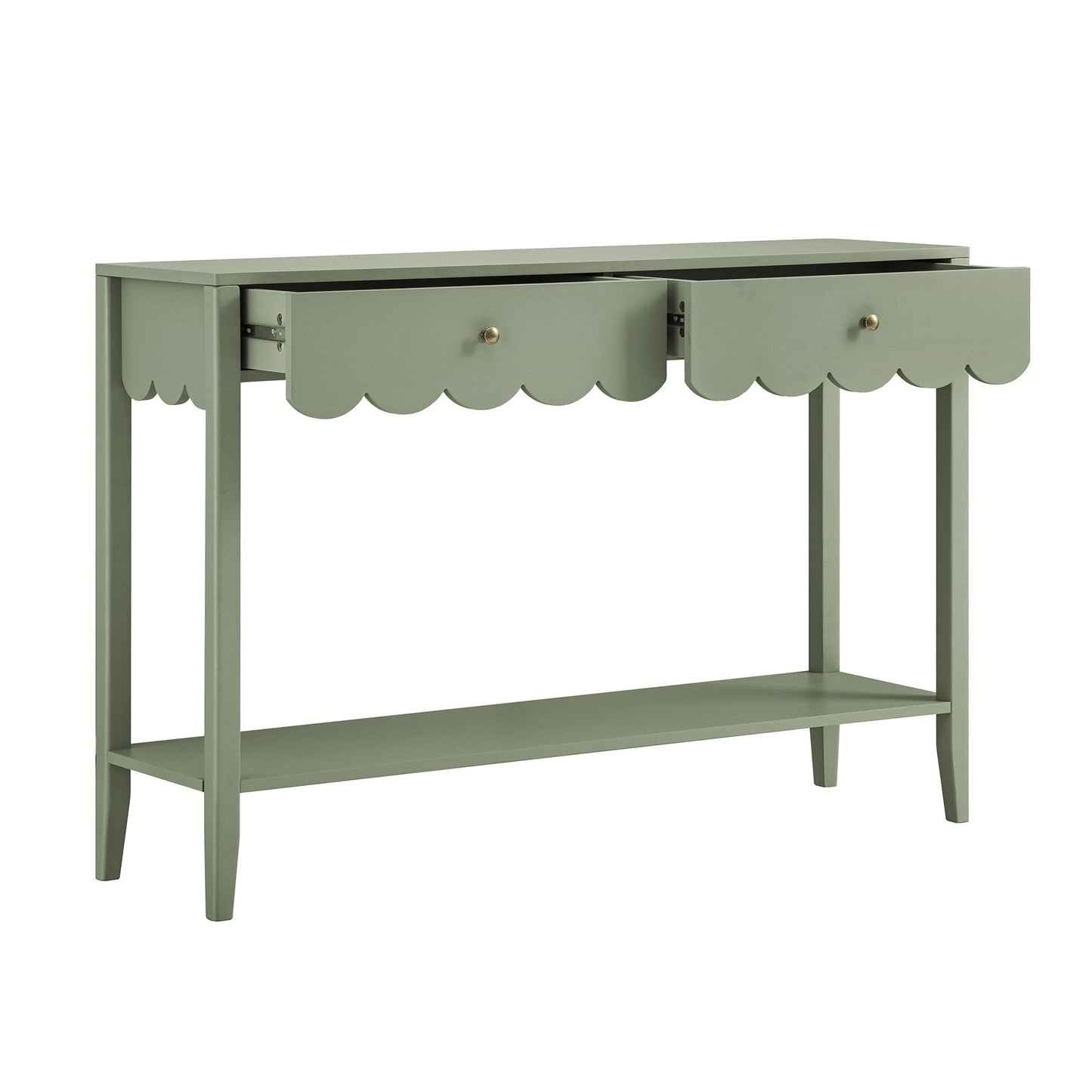 Console Henley à bords festonnés, vert sauge