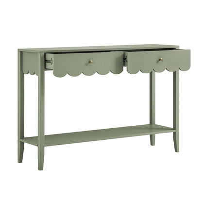 Console Henley à bords festonnés, vert sauge