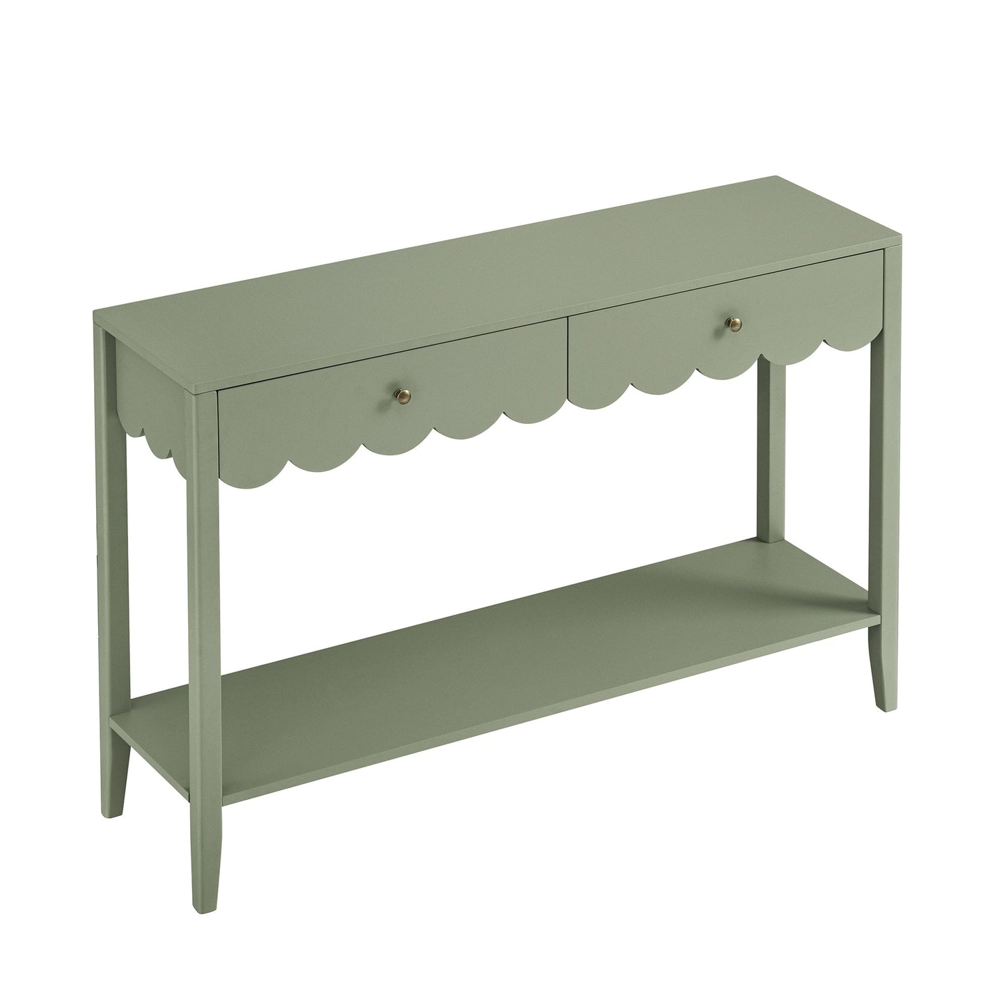 Console Henley à bords festonnés, vert sauge