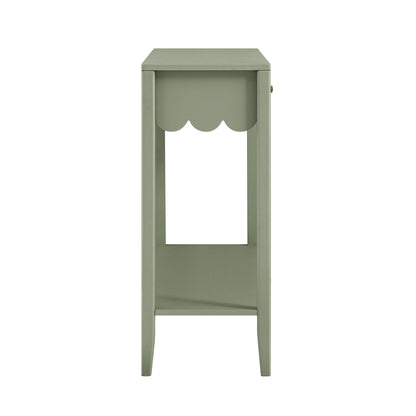 Console Henley à bords festonnés, vert sauge