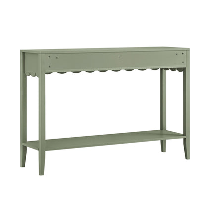 Console Henley à bords festonnés, vert sauge
