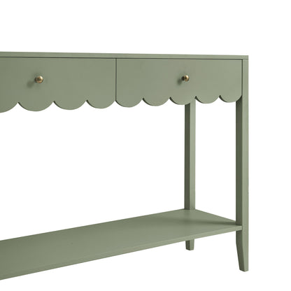 Console Henley à bords festonnés, vert sauge