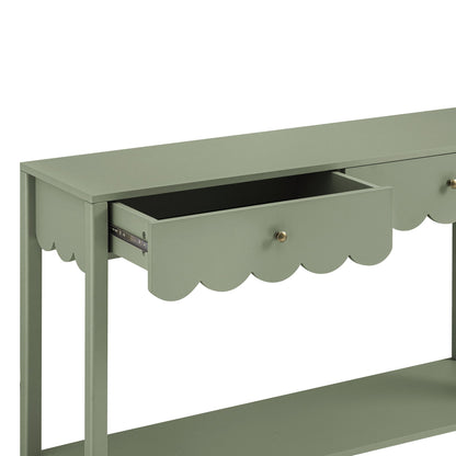 Console Henley à bords festonnés, vert sauge