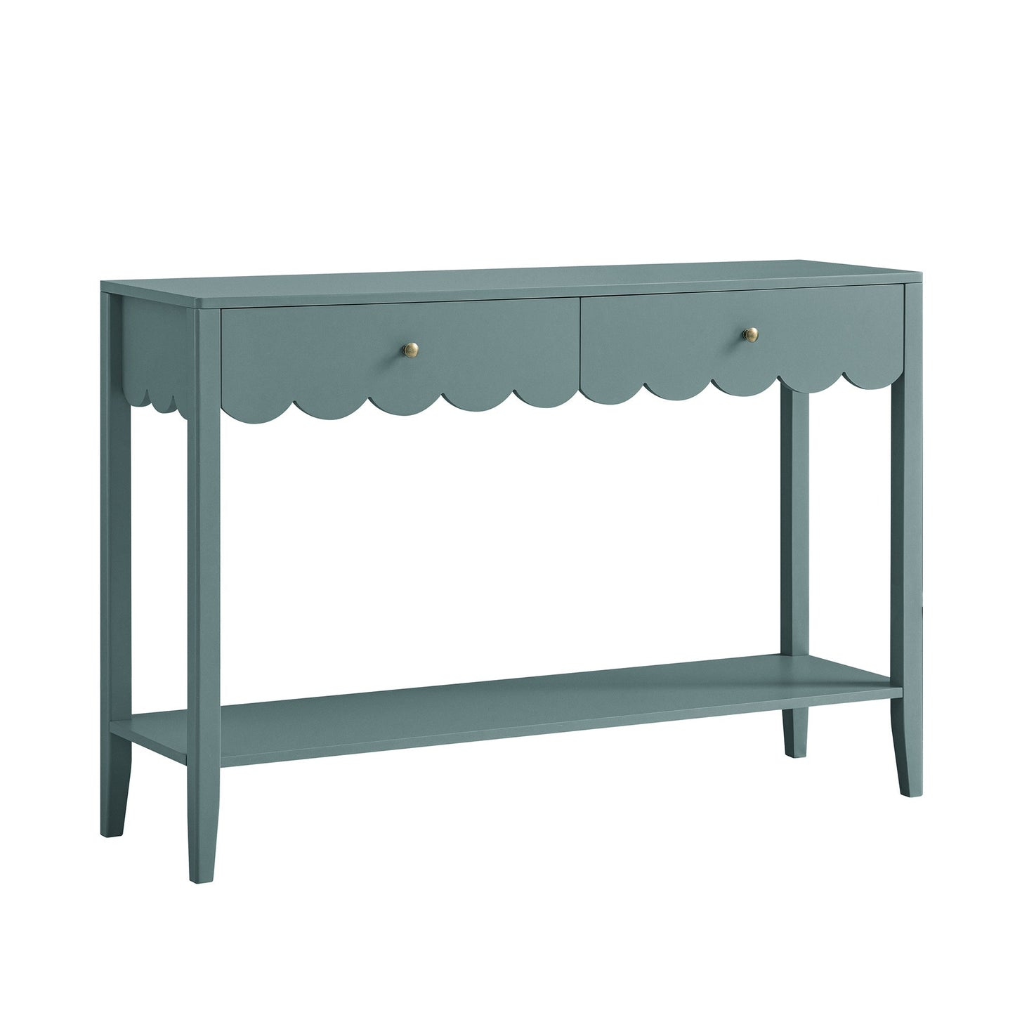Console Henley à bords festonnés, épicéa bleu