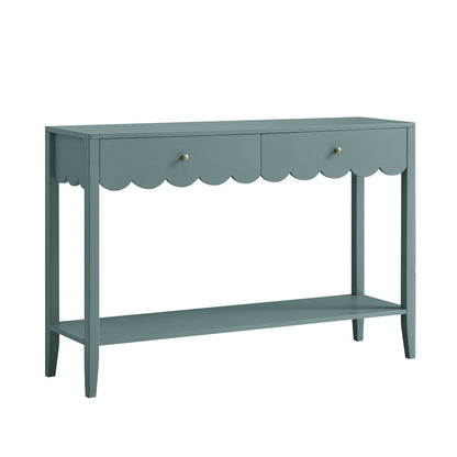 Console Henley à bords festonnés, épicéa bleu