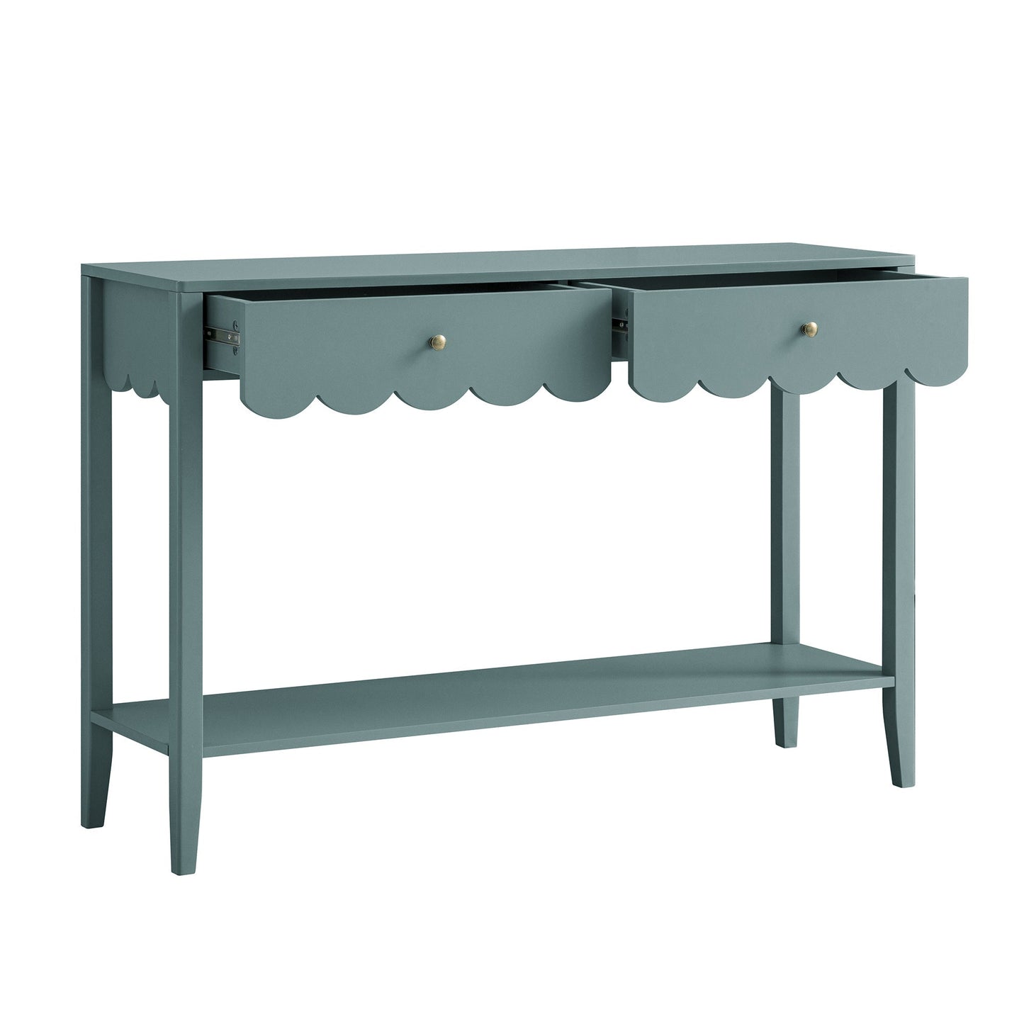 Console Henley à bords festonnés, épicéa bleu