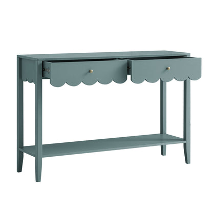 Console Henley à bords festonnés, épicéa bleu
