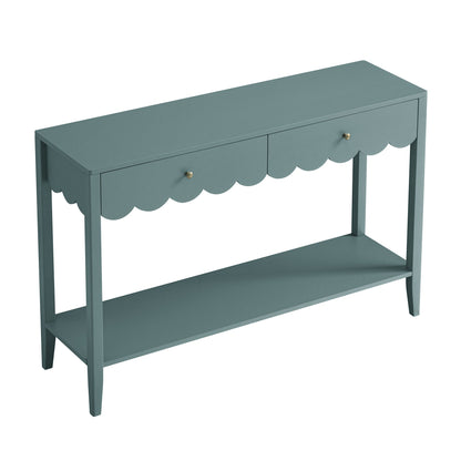 Console Henley à bords festonnés, épicéa bleu