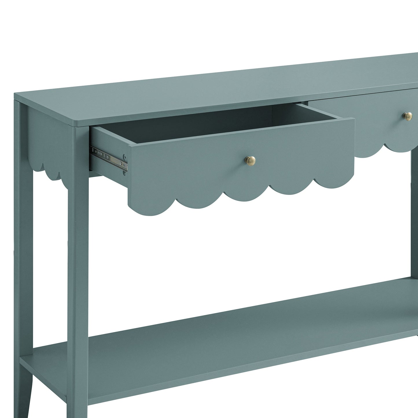 Console Henley à bords festonnés, épicéa bleu
