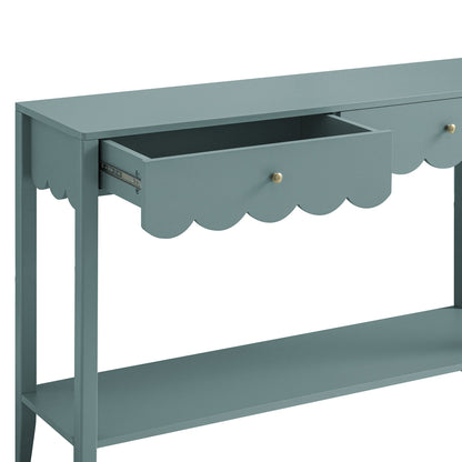 Console Henley à bords festonnés, épicéa bleu