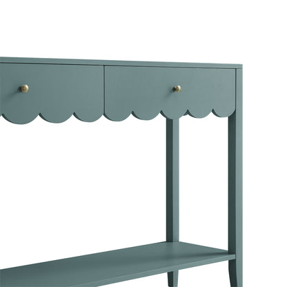 Console Henley à bords festonnés, épicéa bleu