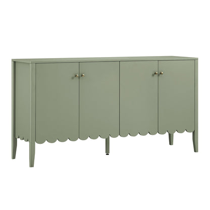 Buffet Henley à bords festonnés, 140 cm de large, vert sauge