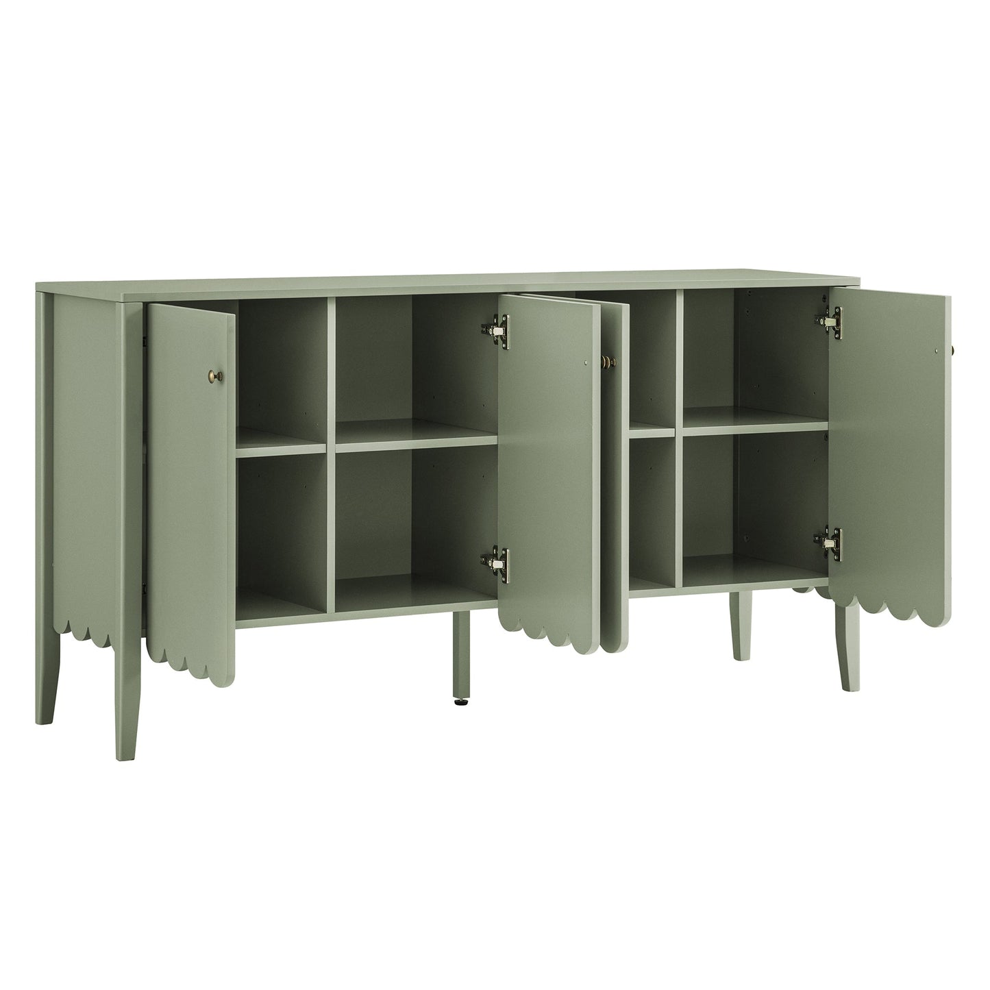 Buffet Henley à bords festonnés, 140 cm de large, vert sauge
