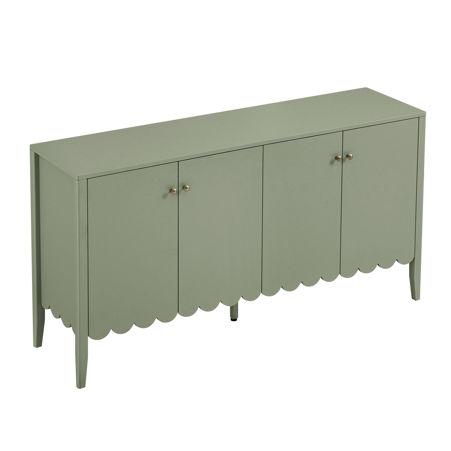 Buffet Henley à bords festonnés, 140 cm de large, vert sauge