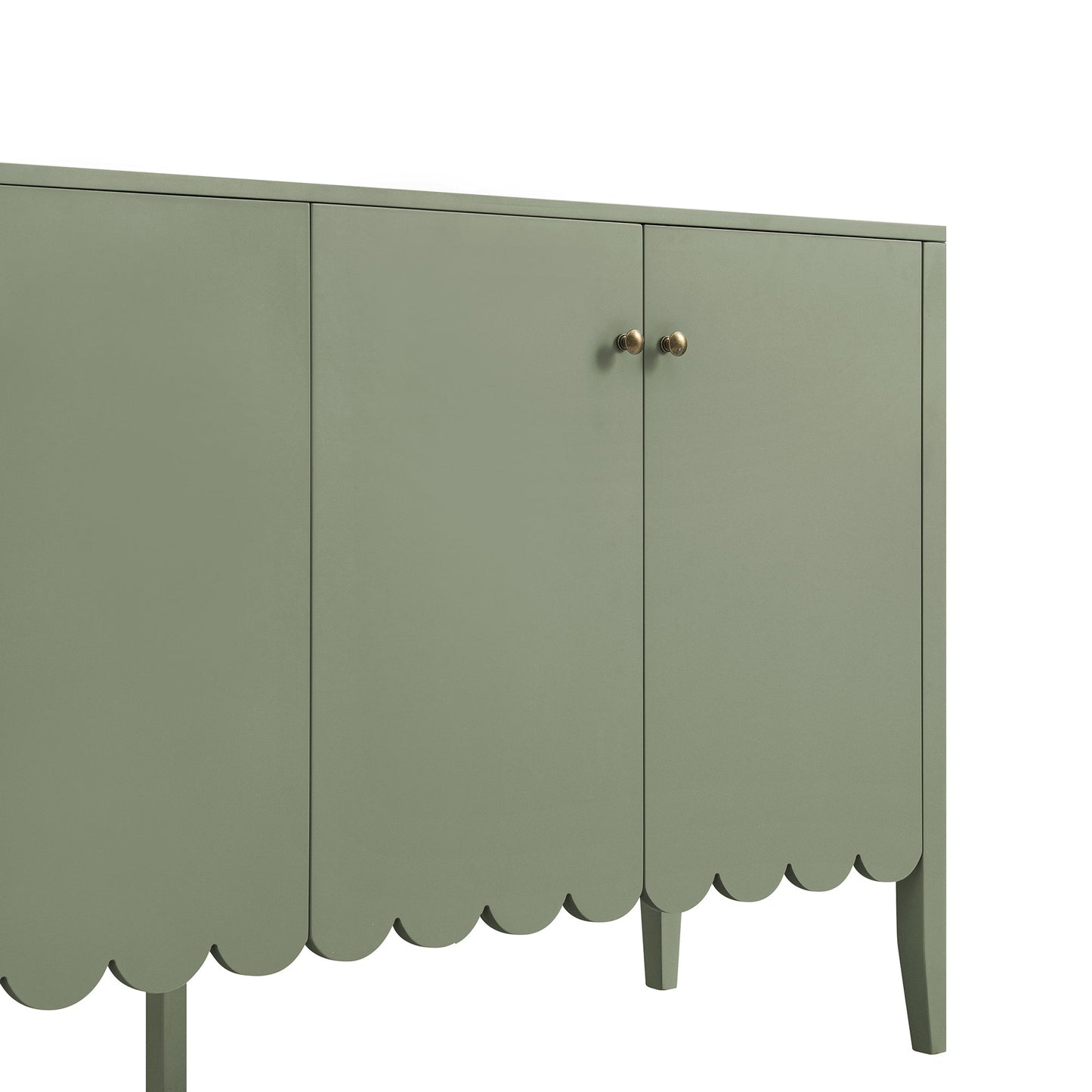 Buffet Henley à bords festonnés, 140 cm de large, vert sauge