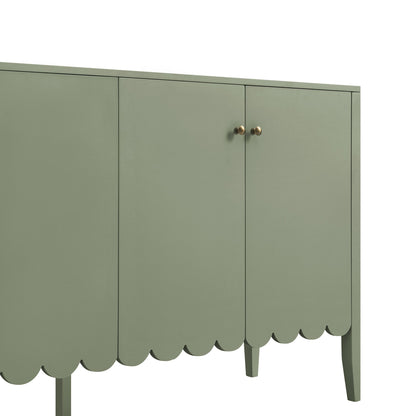 Buffet Henley à bords festonnés, 140 cm de large, vert sauge