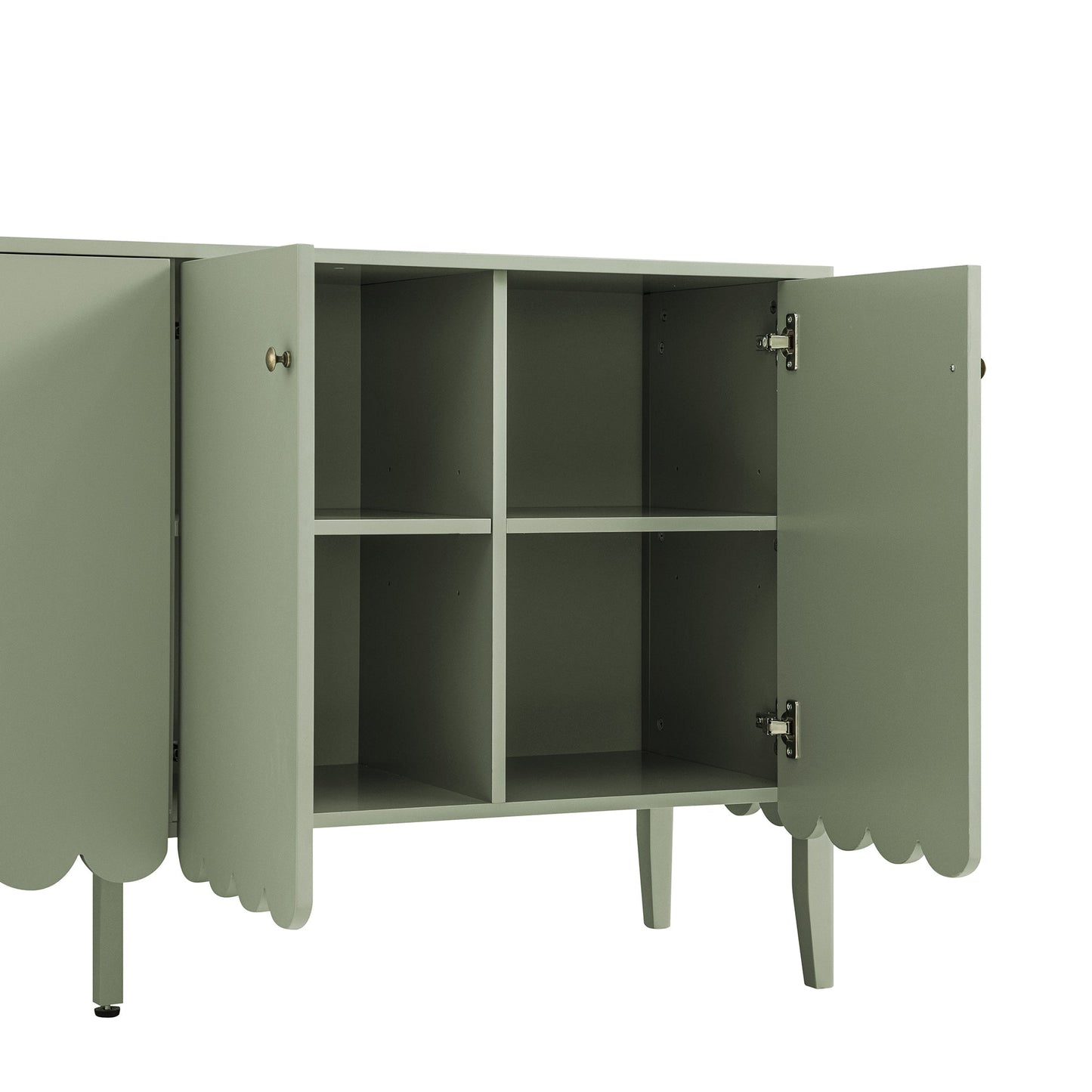 Buffet Henley à bords festonnés, 140 cm de large, vert sauge