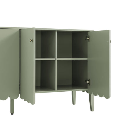 Buffet Henley à bords festonnés, 140 cm de large, vert sauge