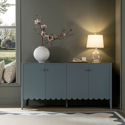 Buffet Henley à bords festonnés de 59 po de large, épicéa bleu