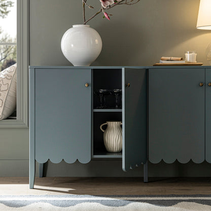 Buffet Henley à bords festonnés de 59 po de large, épicéa bleu