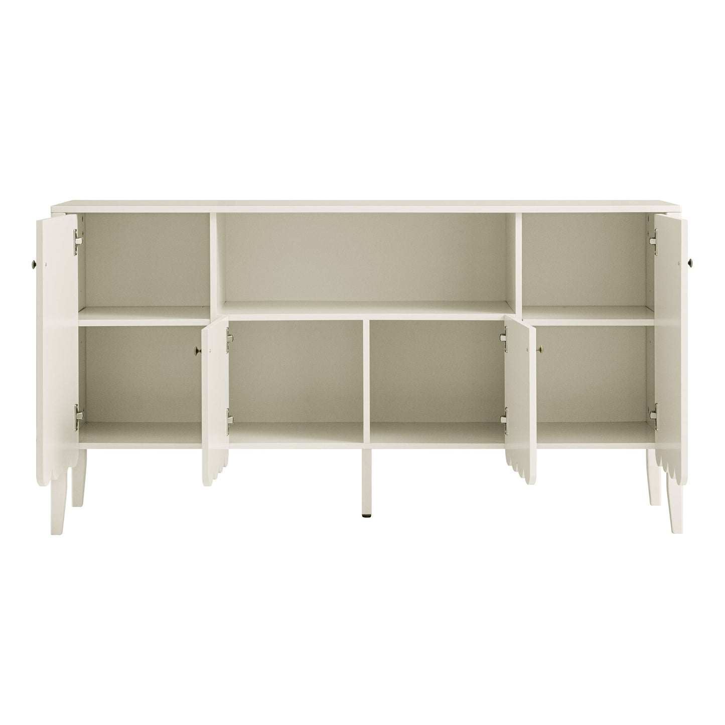 Buffet Henley à bords festonnés de 140 cm de large avec étagère ouverte, couleur sable clair