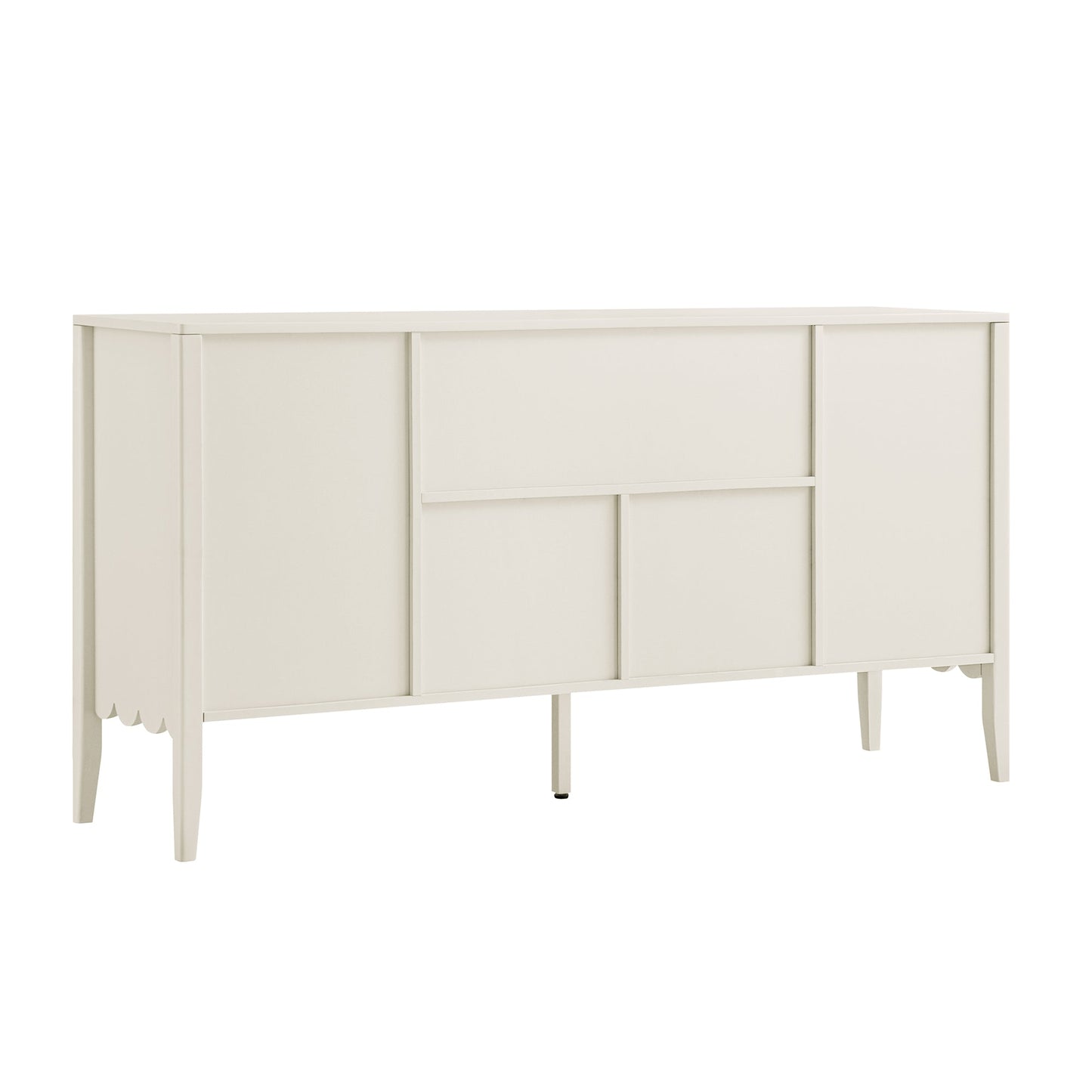 Buffet Henley à bords festonnés de 140 cm de large avec étagère ouverte, couleur sable clair
