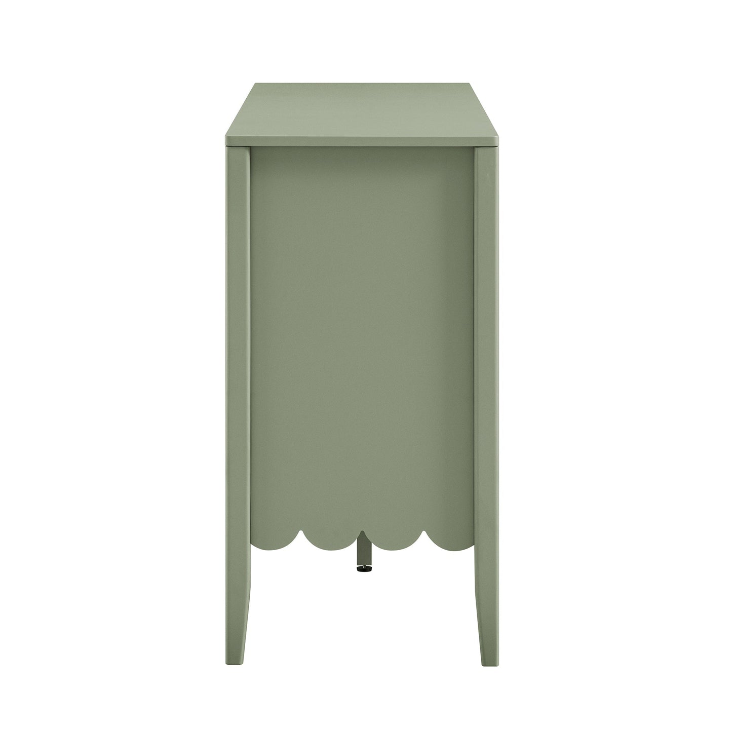 Buffet Henley à bords festonnés de 140 cm de large avec étagère ouverte, vert sauge