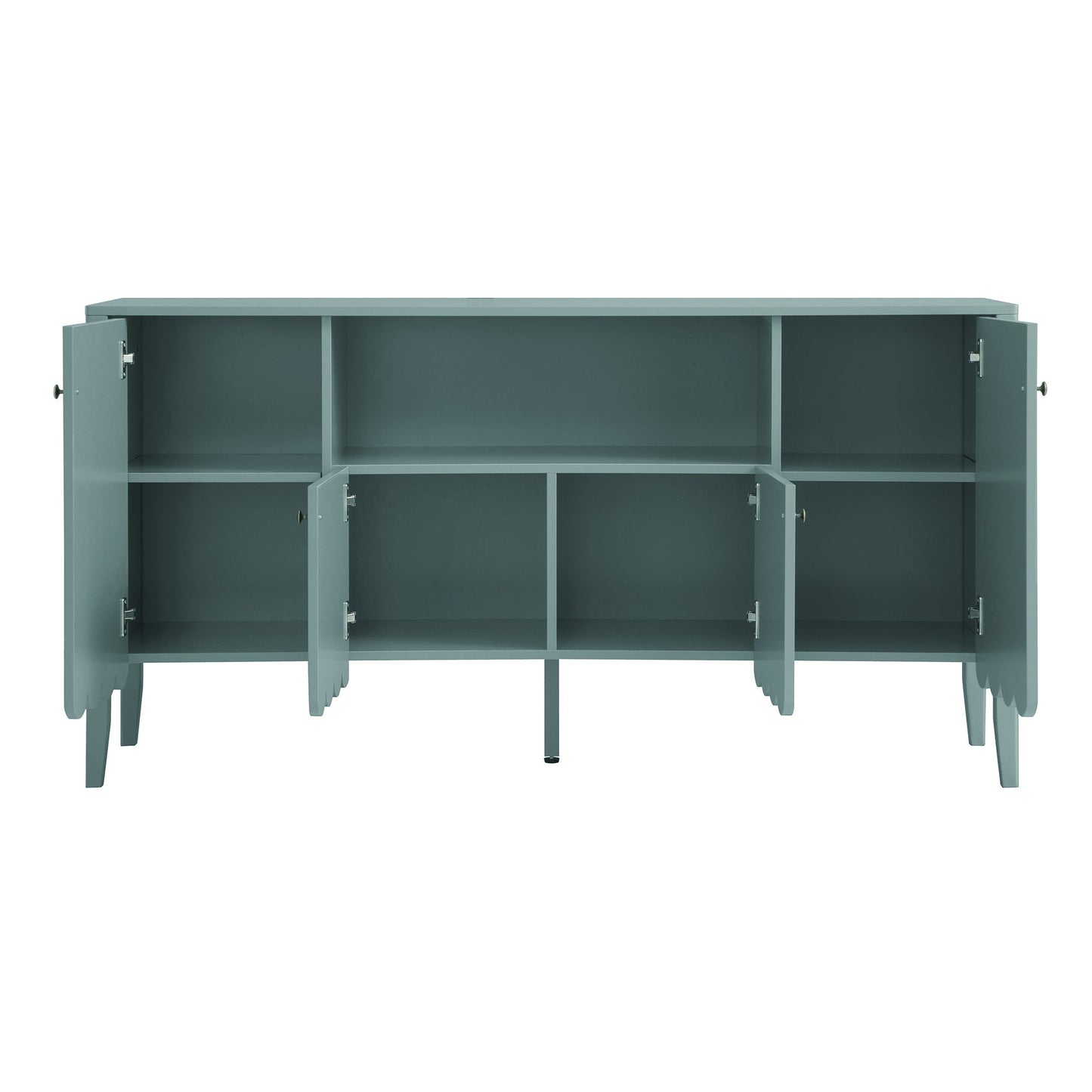 Buffet Henley à bords festonnés de 140 cm de large avec étagère ouverte, épicéa bleu