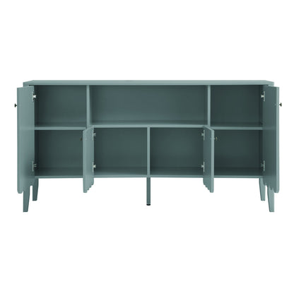 Buffet Henley à bords festonnés de 140 cm de large avec étagère ouverte, épicéa bleu