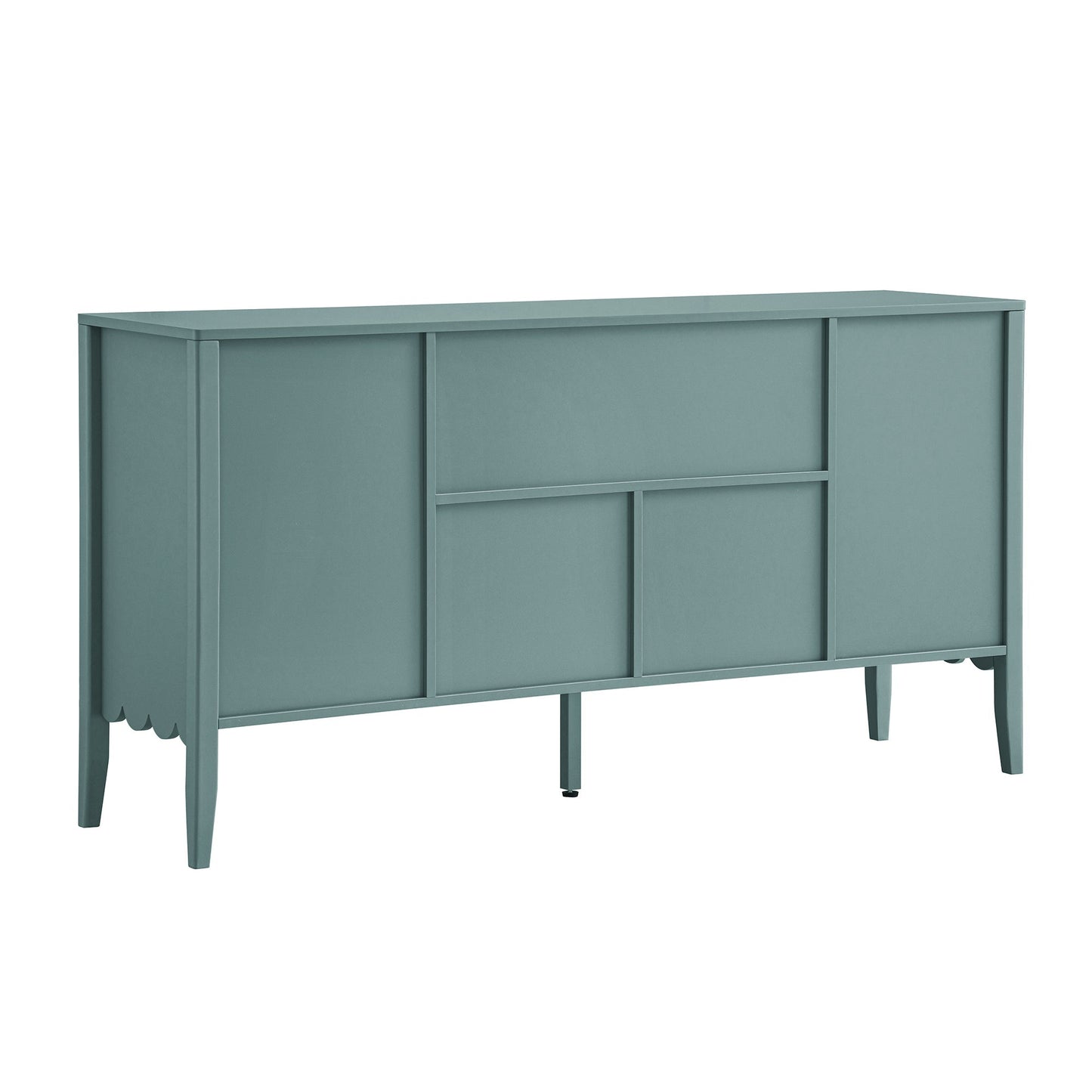 Buffet Henley à bords festonnés de 140 cm de large avec étagère ouverte, épicéa bleu