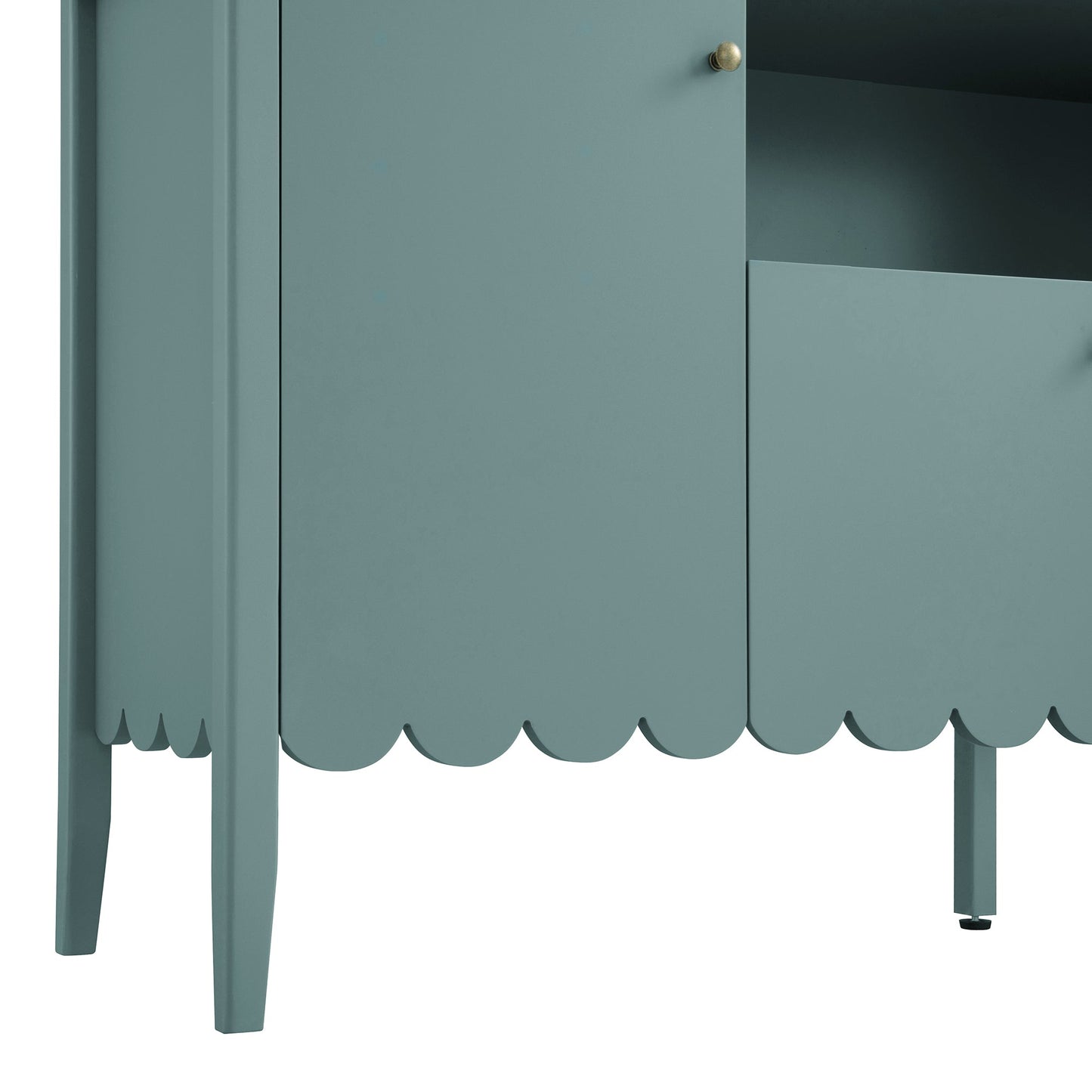 Buffet Henley à bords festonnés de 140 cm de large avec étagère ouverte, épicéa bleu