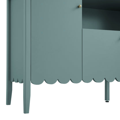 Buffet Henley à bords festonnés de 140 cm de large avec étagère ouverte, épicéa bleu