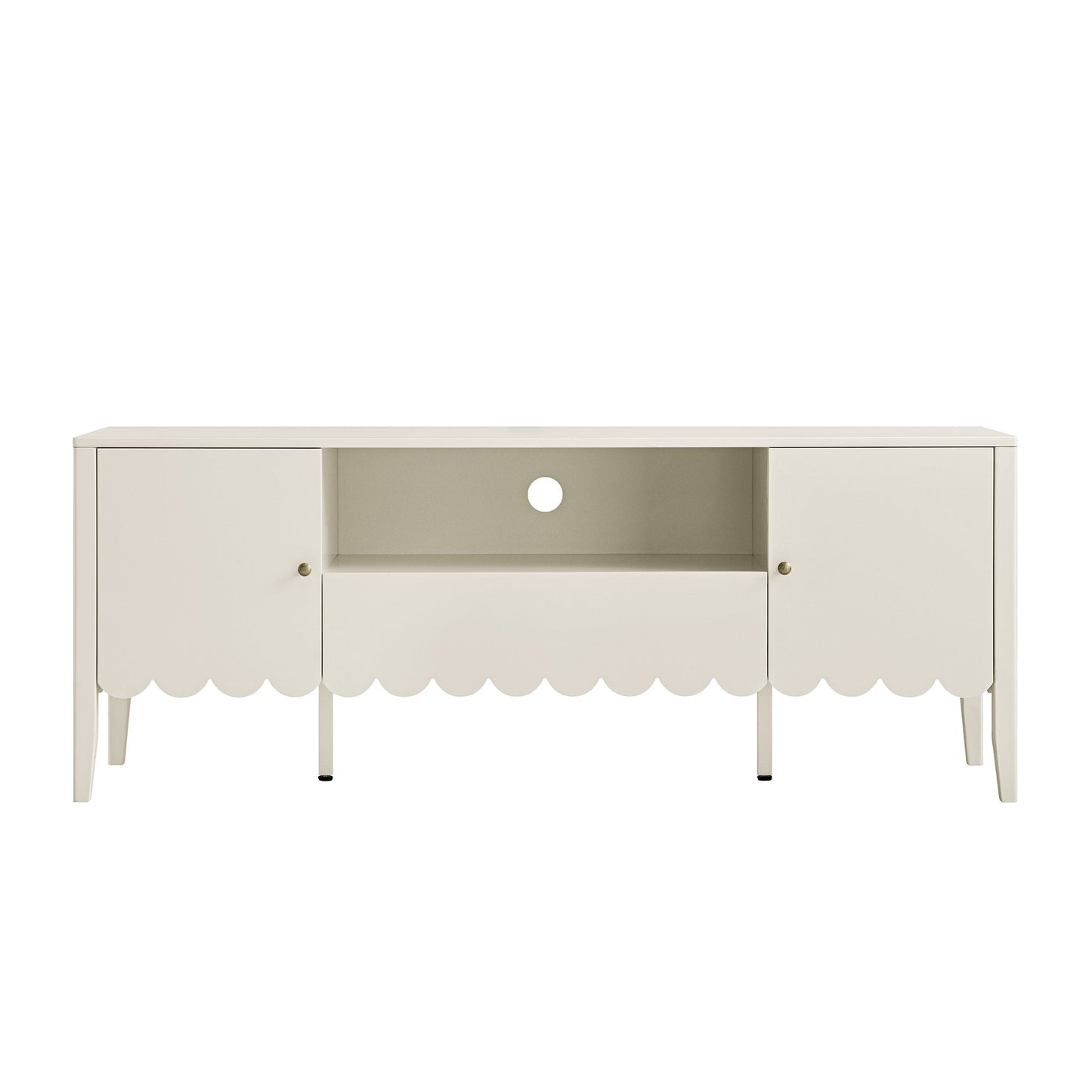 Meuble TV Henley à bords festonnés, 59 po de large, sable clair