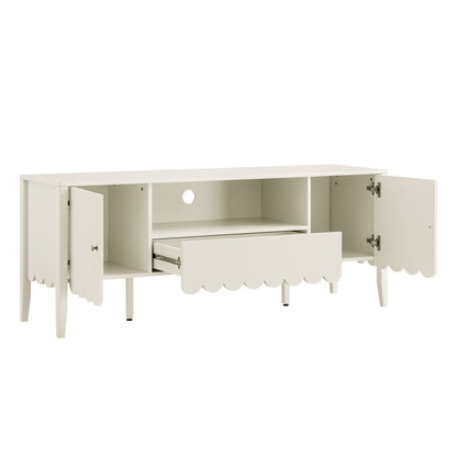 Meuble TV Henley à bords festonnés, 59 po de large, sable clair