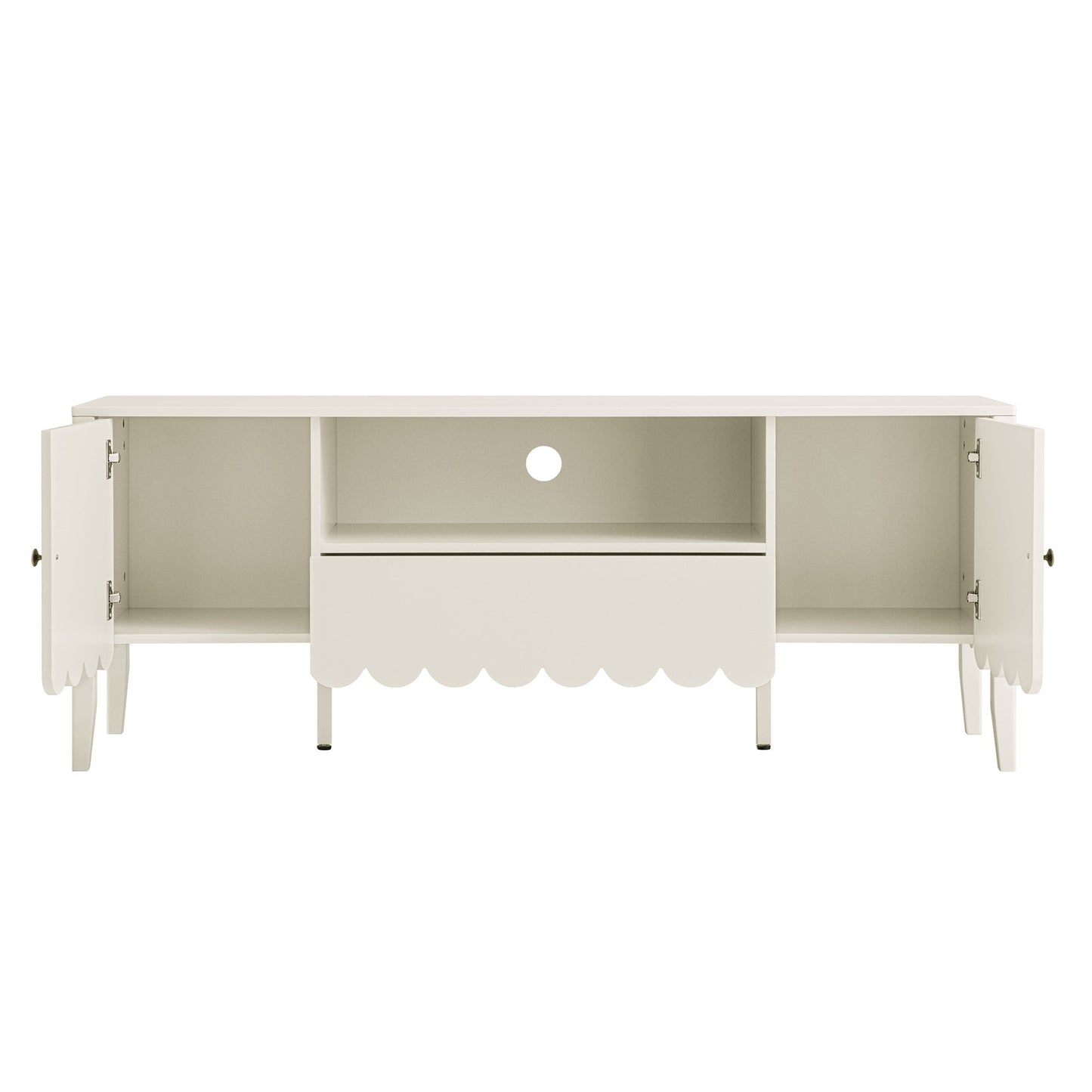 Meuble TV Henley à bords festonnés, 59 po de large, sable clair