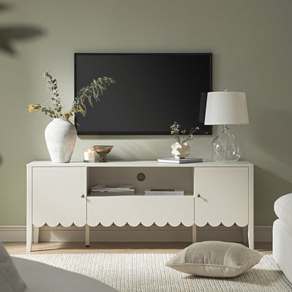 Meuble TV Henley à bords festonnés, 59 po de large, sable clair