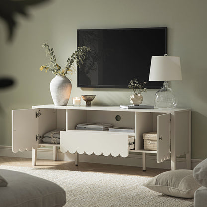 Meuble TV Henley à bords festonnés, 59 po de large, sable clair