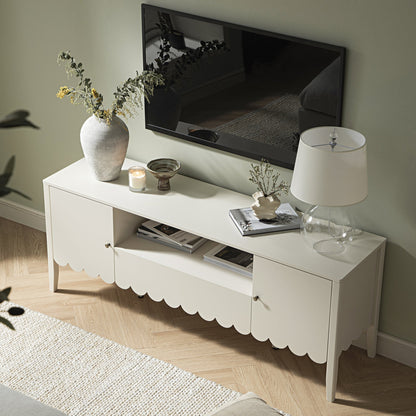 Meuble TV Henley à bords festonnés, 59 po de large, sable clair