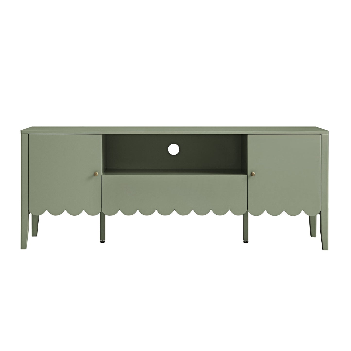 Meuble TV Henley à bords festonnés, 59 po de large, vert sauge