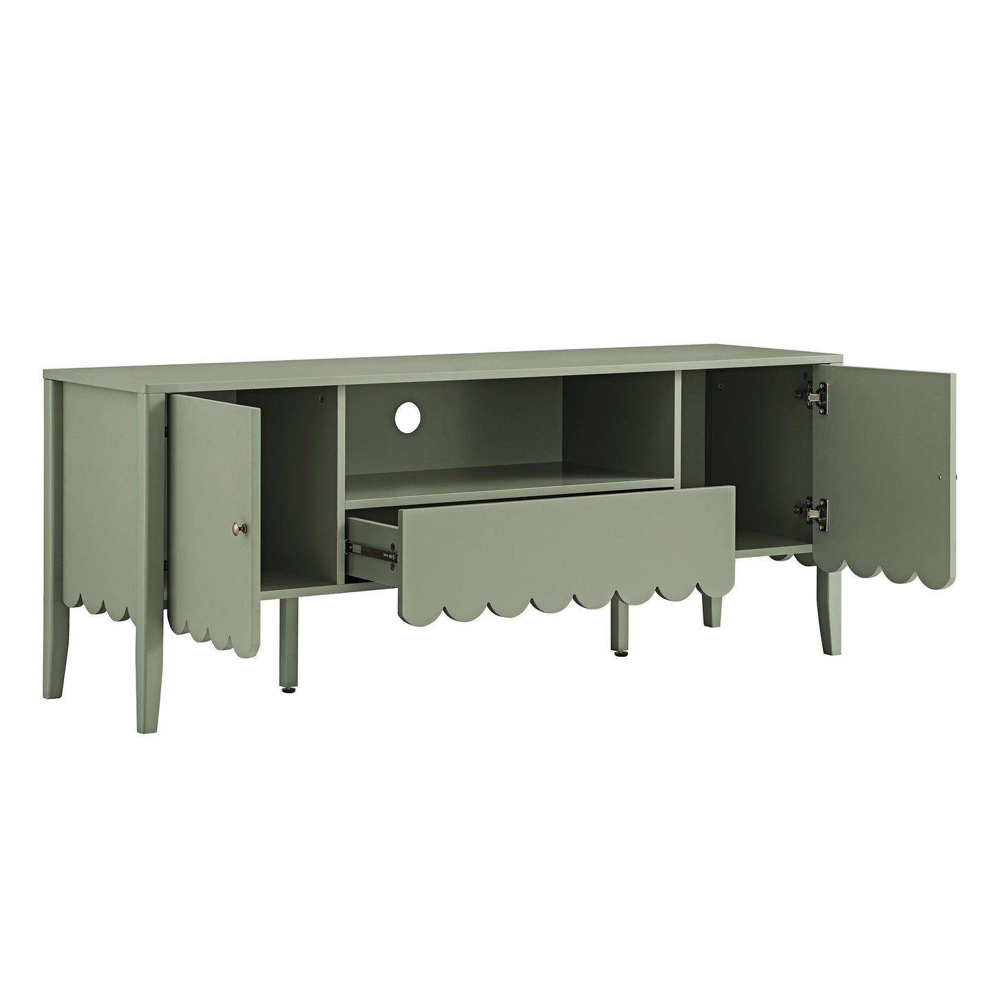 Meuble TV Henley à bords festonnés, 59 po de large, vert sauge