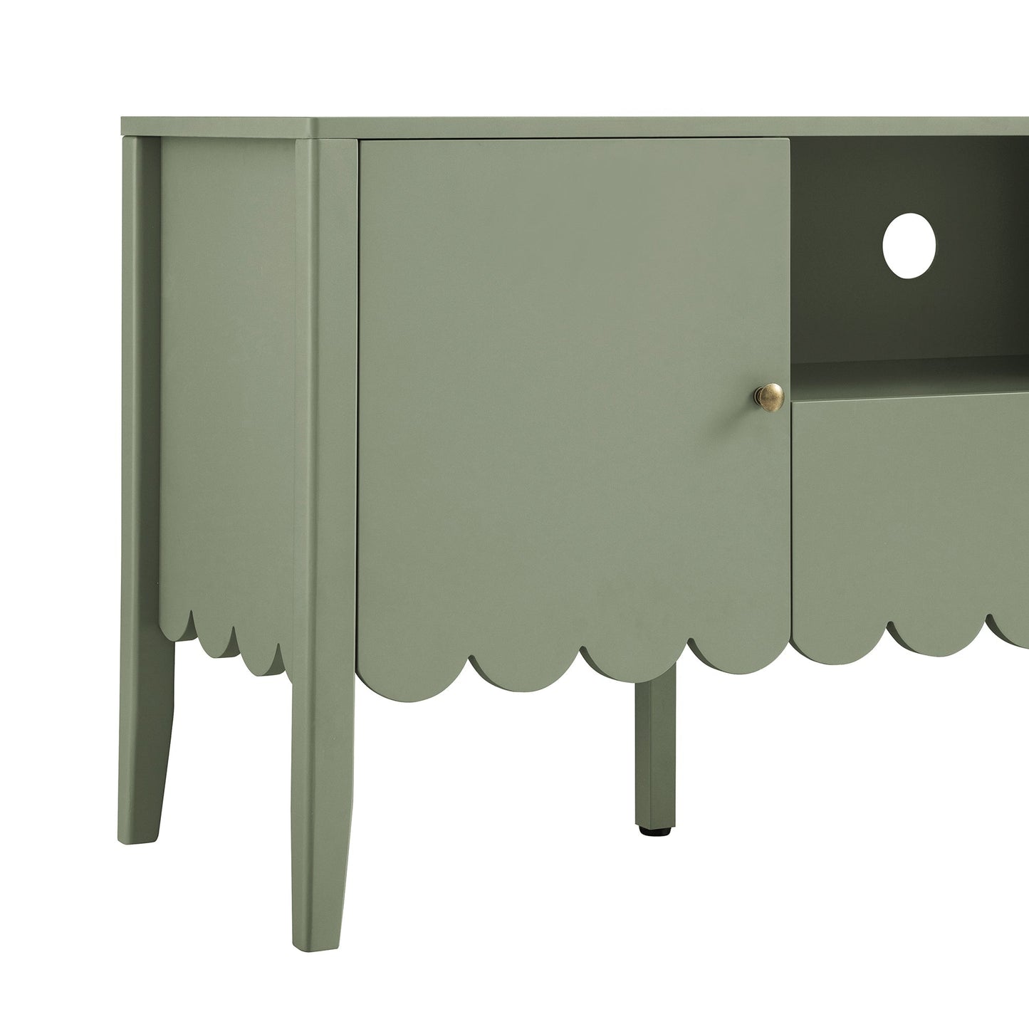 Meuble TV Henley à bords festonnés, 59 po de large, vert sauge