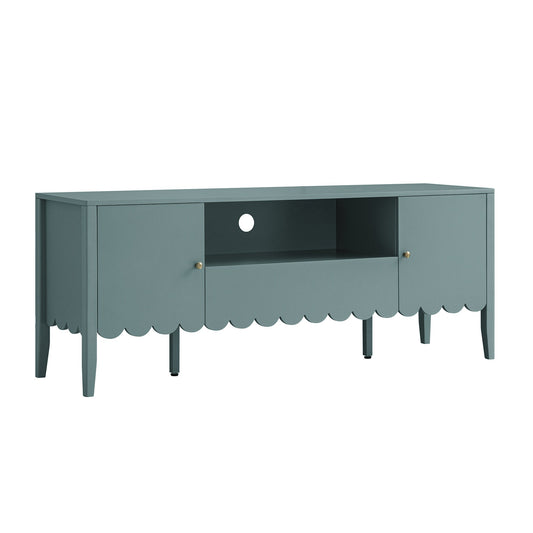Meuble TV Henley à bords festonnés de 59 po de large, épicéa bleu