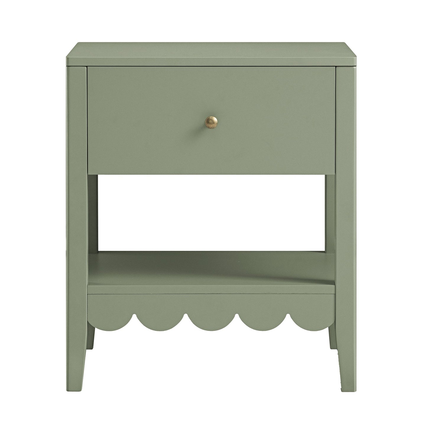 Table de chevet Henley à bords festonnés avec tiroir, vert sauge
