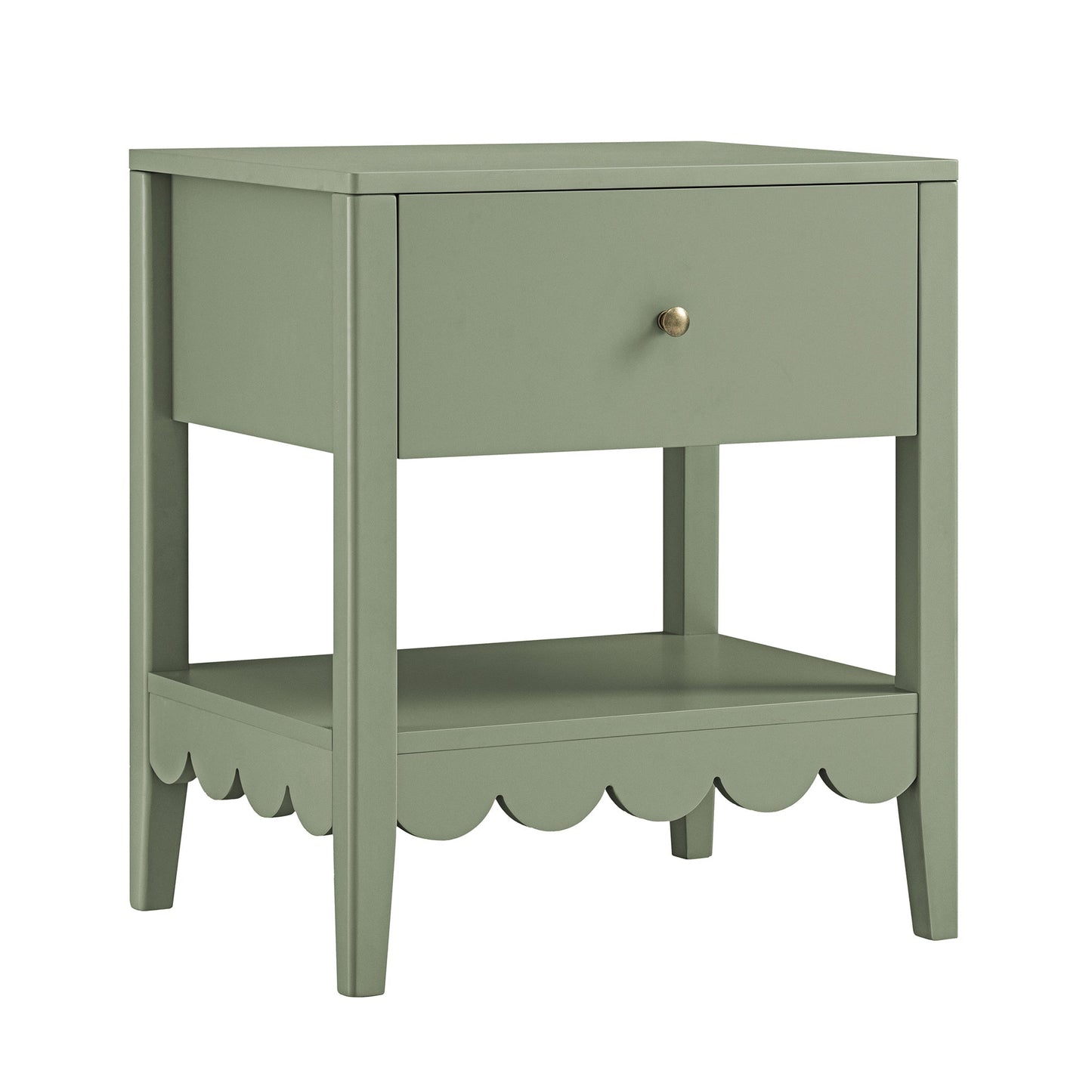 Table de chevet Henley à bords festonnés avec tiroir, vert sauge