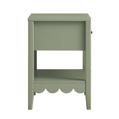 Table de chevet Henley à bords festonnés avec tiroir, vert sauge